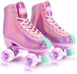 NEMONE Roller Skates for Girls, Women Roller Skates with Light up Wheels, Classic Shiny Mermaid Rollerskates, High Top Outdoor Indoor Skates for Adults Youth Kids - 36