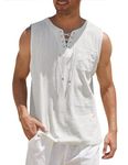 COOFANDY Mens Vest Cotton Tank Tops Beach Casual Sleeveless Henley Tank Shirts White XL