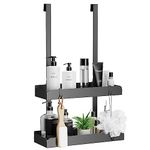 pickpiff Shower Caddy Hanging Organiser Storage - Over Door Shower Shelf No Drilling Bathroom Rack Basket Bath Accessories No Drilling Black 2-Tier Shower Storage Stainless Steel