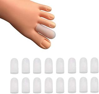 16 Pieces Gel Toe Caps, Silicone Toe Protector Toe Covers, Gel Toe Cushion to Protect Toe from Rubbing, Ingrown Toenails, Corns, Blisters, Hammer Toes and Other Painful Toe Problems (White)