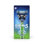 Gillette Sport 5-Blade No Slip Aquagrip Men’S Razor + 1 Cartridge