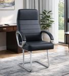 Zidle Rolex High Back Visitor Office Chair with Double Support Legs & Cushion Padded Handles, 150 kg Weight Capacity, Tiles Scratch Proof Plastic Bushes, 1 Year Wrty,Premium Rexine (Black)