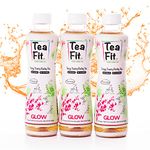 TeaFit GLOW ZERO SUGAR Barley Unsweetened Ice Tea (Pack of 18 X 300ml each) | Freshly Brewed Iced Tea | 15 Super Ayurvedic Herbs | Diabetic Friendly | Skin, Hair, Gut Health | Japanese Mugicha Tisane | Ready to Drink