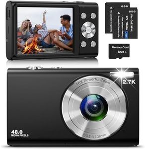 Digital Camera, Autofocus Compact Camera HD 2.7K 48MP with 2.8" Large Screen, 16X Digital Zoom, Portable Mini Camera for Photography, YouTube Vlogging Camera for Kids,Adult,Beginners (2.7K+Black)