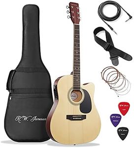 Jameson Guitars Full Size Thinline Acoustic Electric Guitar with Free Gig Bag Case & Picks Natural Right Handed