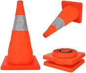 AKOLAFE 4 Pack Pop Up Safety Cones 18'' Collapsible Cones Reflective Road Traffic Cones 45CM Emergency Breakdown Orange Parking Cones Security Cones