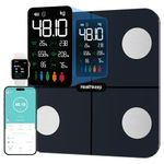 Healthkeep Smart Body Fat Scale with Large VA Display 15 Body Composition Metrics with Heart Rate Body Fat Smart Digital Bathroom Weighing Scale Compatible with iOS Android, Max 400lb/180kg, 28cm