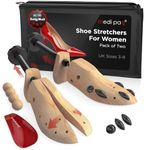 Medipaq Adjustable Ladies Pine Shoe Stretchers – 2x Two-Way Stretchers for UK Sizes 3-8 – Includes Cedar Balls & Drawstring Bag – Premium Wooden Shoe Trees for Women