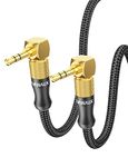 VANAUX 90 Degree Right Angle Aux Cable Male to Male 3.5mm Audio Cable Stereo Aux Cord Compatible with Laptop, Smartphone, Music Player,Tablets,Speakers (16.5feet/5m)