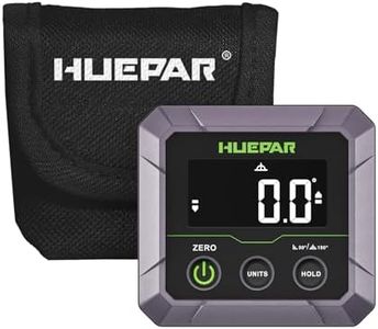 Huepar Digital Angle Finder Digital Angle Gauge, Precision Inclinometer ±0.1° Accuracy with Calibration, 0-90 or 0-180 Angles, VA LCD Display, Strong Magnetic Base, 360° Flip Screen, Mini Level Box