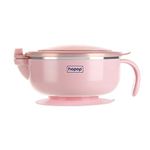 Hopop Stay Warm Baby Steel Bowl with Suction Base & Snap on Lid, Suitable from 6 Months, BPA Free (Pink)