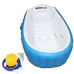 Inflatable Baby Bath, with air Pump Portable Baby Toddler Bath,Non-Slip Travel Bathtub,Mini air Swimming Pool,Non-Slip Travel Bathtub, Children's Foldable Shower tub (Blue)