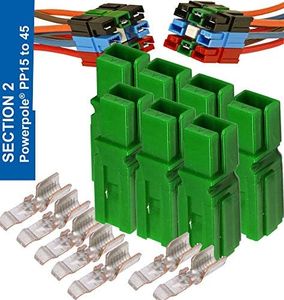 45 Amp Anderson Connectors, PP15 to 45, Green, w/10-14 AWG Heavy Duty Contact 30A, 600V (Pack of 7)