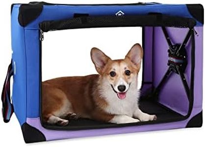 Ownpets Portable Dog Crate Collapsible Travel Dog Soft Crate 3-Door Dog Kennel for Indoor and Outdoor(Blue and Purple), M