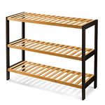 KEPLIN 3 Tier Natural Bamboo Shoe Rack Easy Assembly & Strong Design Shelf Organiser Ideal for Bedroom,Bathroom,Hallway & Small Spaces Large Capacity Up to 12 Pairs of Shoes(55x70x25cm)