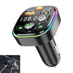 FM Transmitter Bluetooth Car Adapter, Wireless MP3 Radio Music Player with PD 20W USB C QC3.0 Fast Charging Dual USB, Hands Free Calling, HiFi Music with TF Playback, 7 Color LED Lights, Universal