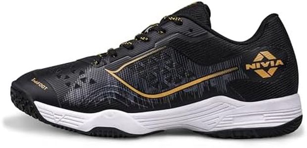 Nivia HY-Court 3.0 Badminton Shoe for Mens, Rubber Sole Shoes with Upper Mesh for Sports, Badminton, Volleyball, Squash, Table Tennis, Nonmarking Sole (Black) Size - UK-9