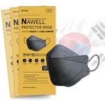 [Pack of 10] NAWELL Disposable Dust Masks, 4-Layers Dust Mask Made in Korea Eco-Friendly Packaging [Large] (Dark Gray)