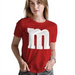 Letter M Halloween Costumes T-Shirt | Funny Cool Graphic tee idea | for Women, Red, Medium