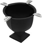 Stinky Cigar Box Pressed Ashtray, 4.25" Deep Bowl, 4 Stirrups, Windproof, Cast Iron Black