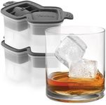 Tovolo Stacked Cube Ice Molds, Set of 2 - Large Ice Stacked Rocks Mold Ideal for Whiskey, Cocktails & Any Cold Beverage - Odor-Free Freezer Storage, Dishwasher-Safe with Silicone Plunger