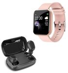 TechKing (Special Deal with 12 Years Warranty Bluetooth D20 SmartWatch with Heart Rate & Blood Pressure Monitor, Sleep Monitor with TWS 02 Wireless Earbuds with Charging Box-ROSEGOLD-23