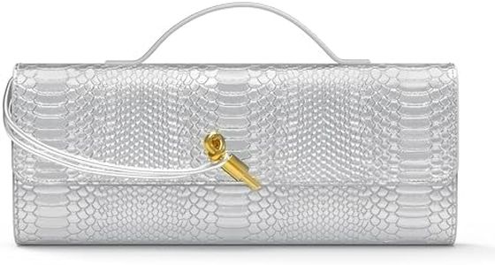 Joryin Evening Bag for Women Evening Clutch Crocodile Purse Crossbody Bag Shoulder Bag Top Handle Handbag Formal Evening Purse, Silver