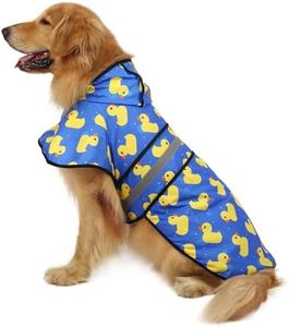 HDE Dog Raincoat Hooded Slicker Poncho for Small to X-Large Dogs and Puppies (Rubber Ducks, Large)