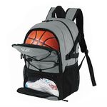 WOLT | Basketball Backpack Large Sports Bag with Separate Ball holder & Shoes compartment, Best for Basketball, Soccer, Volleyball, Swim, Gym, Travel (Light Grey)