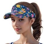 BLURBE Sun Visor Hats - Golf Visor for Women Ponytail Baseball Cap Adjustable Sports Tennis Visor Hat UV Protection Sun Hat Multicolour One Size for Women