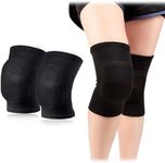 AYNKH 1 Pair Stretchy Knee Pads, Full Black Soft Brace Breathable Sleeve Protective for Dance Volleyball Football Yoga Tennis Cycling Jogging