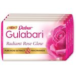 Dabur Gulabari Pure Rose Soap 150g (Pack of 4) | Moisturizing Bathing Soap for Radiant Rose Glowing Skin & Body | Pure Rose Extract, Glycerine & Niacinamide | Long Lasting Fragrance | For Men & Women