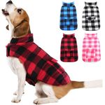 Kuoser Cozy Dog Winter Coat, Windproof Dog Jacket British Style Plaid Cold Weather Dog Coat Reversible Warm Dog Vest for Small Medium Large Dogs