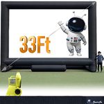 Sewinfla 33Ft Giant Inflatable Movie Screen with Blower - Front and Rear Projection - Blow Up Outdoor and Indoor Projector Screen for Party, Easy to Set Up