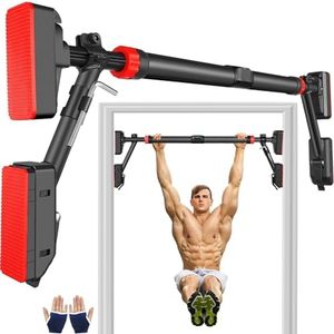 Pull Up Bar Doorway,Chin Up Bar Door Frame with Fixing Bracket,Adjustable Width 76-98cm Upper Body Workout Bar No Screw Wall Mounted Trainer Exercise Equipment for Home Fitness Sports