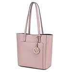 MKF Collection Tote Bag for Women, vegan Leather Large Top Handle Handbag Fashion Shoulder Bag Purse By Mia K, Dusty Rose, Large