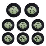 AEDIKO 8pcs Mini Hygrometer Thermometer Round Digital Humidity Gauge Electronic Humidity Temperature Meter LCD Display Indoor Outdoor Hygrometer Thermometer for Greenhouse Garden Cellar Fridge Home