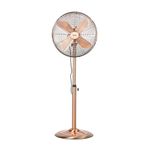 GEEPAS 16 Inch Metal Pedestal Fan – Electric Standing Floor Fan with 3-Speed, 4 PC Aluminum Blades - Oscillating Metal Table Fan - Ideal for Home and Office Use – 2 Years Warranty, 50W, Copper