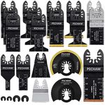 PECHAM 23PCS Titanium & Carbide Multitool Blades Oscillating Tool Saw Blades Heavy Duty for Hard Material, Metal/Steel Nails/Bolts/Screws Fit Most Oscillating Tools