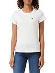 Calvin Klein Jeans Women's CK Embroidery Slim TEE J20J212883 S/S Knit Tops, White (Bright White), XXS