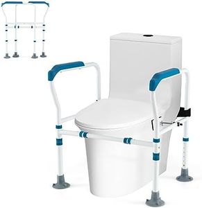 Multigot Toilet Safety Rails Stand, Foldable Non-Slip Toilet Frame with Fixed Strap, Adjustable Height & Width, Bathroom Handrail Grab Bar for Disabled Elderly Pregnant