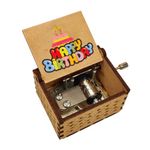 Zesta Wooden Hand Cranked Collectable Engraved Music Box (Happy Birthday Colorful 2)