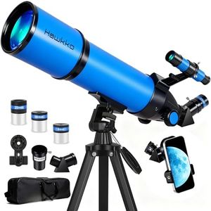 Hawkko Telescope for Adults, 80mm Aperture 600mm Telescopes for Astronomy Beginners - HD Refractor Telescopes with Eyepiece Set, Tripod, Phone Adapter and Portable Bag