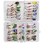 JasCherry Metal Fishing Lures Spinner Baits Fish Treble Hooks Tackle Trout Bass Salmon, Great for both Freshwater and Saltwater