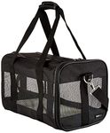 Amazon Basics Dog and Cat Carrier, Soft Sided Pet Travel Carrier for Cat and Dog, Black, Medium, 42 cm L x 24 cm W x 25 cm H