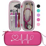 BOVKE Hard Stethoscope Case for 3M Littmann Classic III, MDF Acoustica Lightweight, Lightweight II S.E. Stethoscope,Extra Room for Medical Bandage Scissors EMT Trauma Shear and LED Penlights,Raspberry