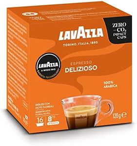 Lavazza, A Modo Mio Espresso Delizioso, 16 Coffee Pods, 100% Arabica, Sweet Taste, Intensity 8/13, Medium Roasting, 1 Pack of 16 Coffee Pods