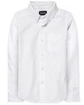 The Children's Place Boys' Long Sleeve Oxford Button Down Shirt, White Single, XX-Large