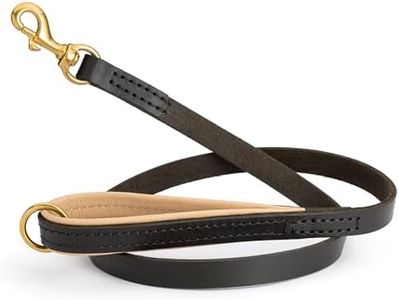Viper Leather Dog Leash with Padded Handle – Durable Full-Grain Leather with Nappa-Lined Handle & Solid Brass Snap, 0.75in Wide | Comfortable Lead for Walking & Training