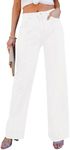 luvamia High Rise Jeans for Women White Jeans Women High Waisted High Waist Wide Leg Pants for Women High Rise Jeans Casual Work Outfits for Women Size X-Large Size 16 18